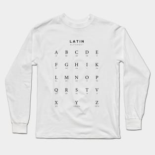 Classical Latin Alphabet, Language Learning Chart White Long Sleeve T-Shirt
